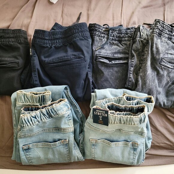 7 Pairs of Hollister Mens Super Skinny Jeans & Skinny Joggers Size XS 26X28 - Picture 1 of 5